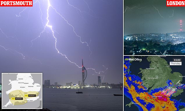 Thunder and lighting! Storms hit across England and Wales