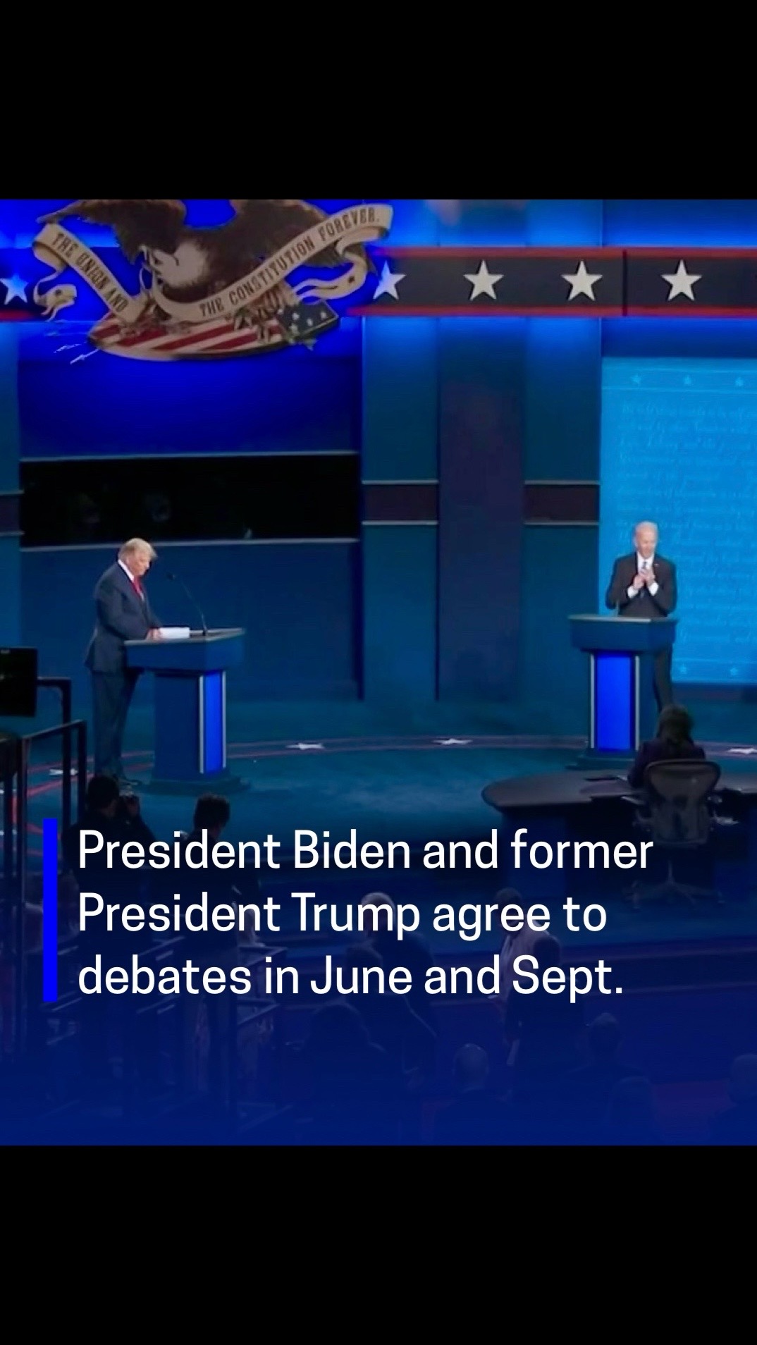 President Biden and former President Trump on Wednesday both accepted invitations to participate in a June 27 debate hosted by CNN as well as a Sept. 10 debate held by ABC News.   “Trump lost two debates to me in 2020. Since then, he hasn’t shown up for a debate,” President Biden said in a video released this morning. “Now he’s acting like he wants to debate me again. Well, make my day, pal. I’ll even do it twice. First pick the dates, Donald. I hear you’re free on Wednesdays,”   “I am Ready and Willing to Debate Crooked Joe at the two proposed times in June and September,” Mr. Trump responded on social media. “I would strongly recommend more than two debates and, for excitement purposes, a