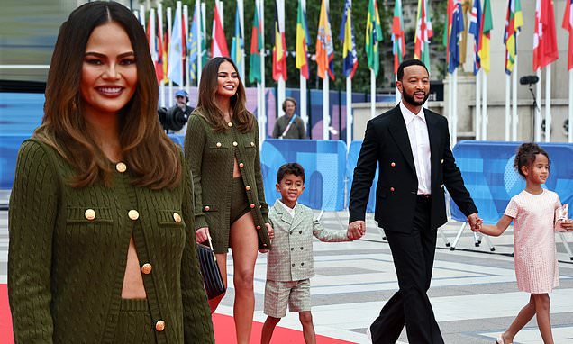 Chrissy Teigen joins family at the Olympics Opening Ceremony in Paris