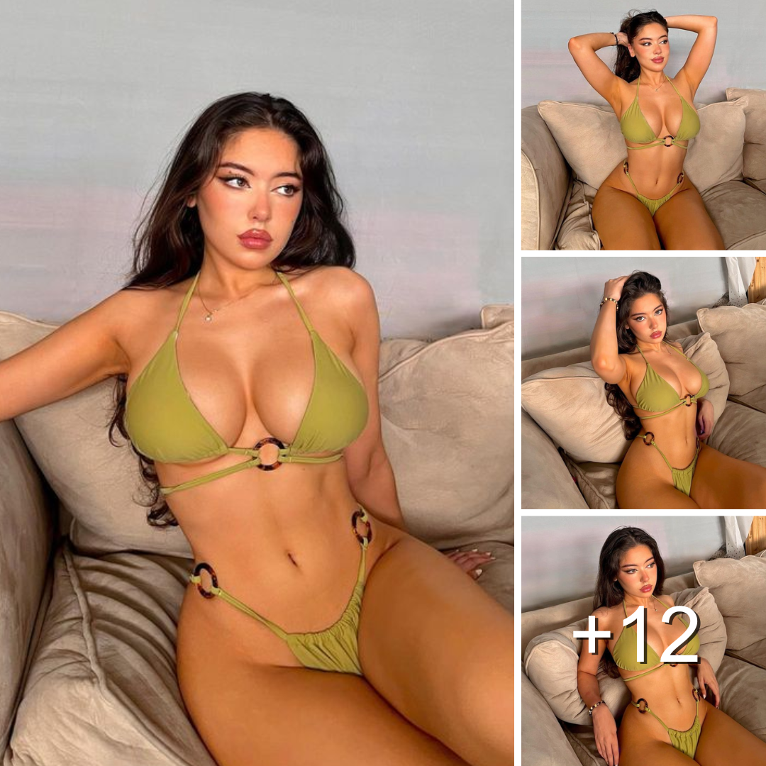 Barbara exudes seductive elegance in a green swimsuit