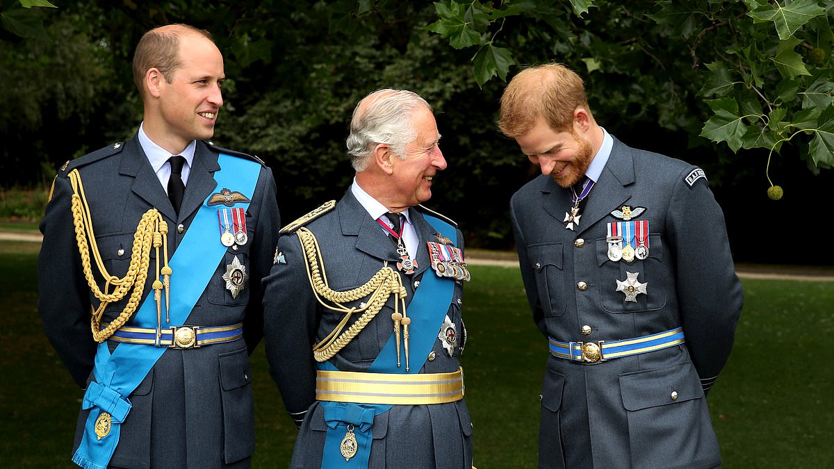 King Charles and Prince William both wish Harry a happy 40th birthday - but use photo in which Meghan is cropped out as royal sources say they are following 'tradition' with their public good wishes