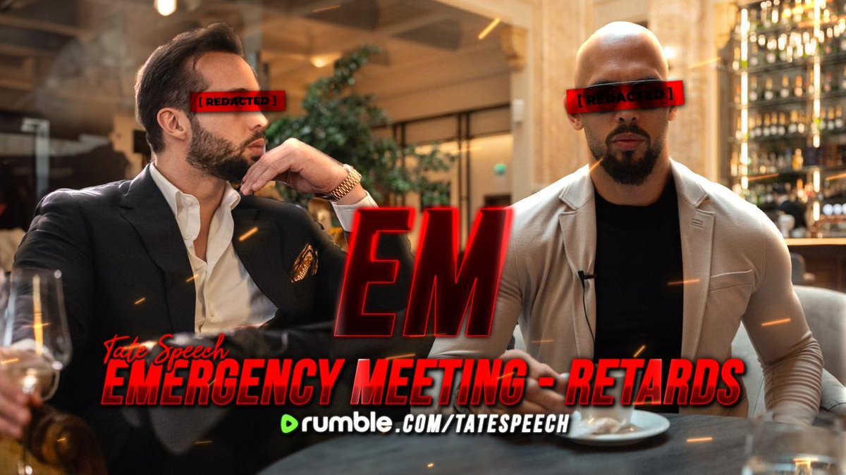 @Cobratate: EMERGENCY MEETING - RETARDS Today, September 16 Watch it live on Rumble: rumble.com/v5f4urh-emerge…