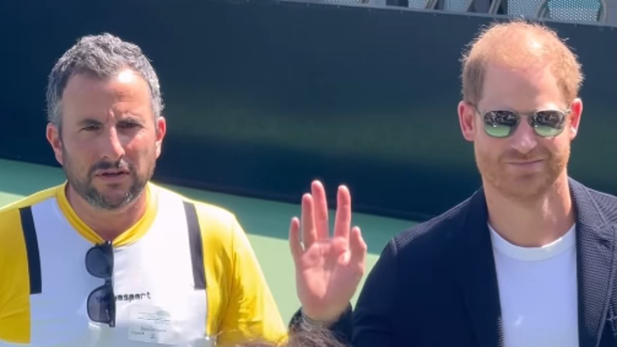 Prince Harry dons sunglasses and chats to Netflix reality star at LA tennis tournament