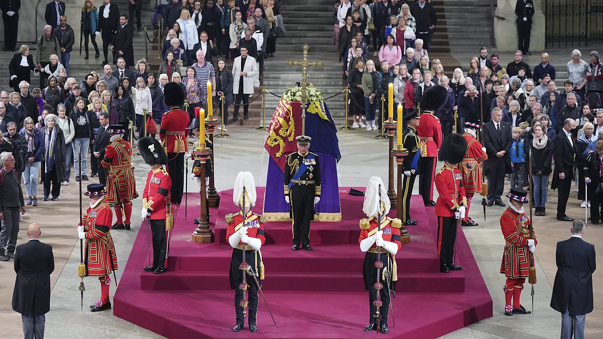 When the King led the Vigil of the Princes for his 'darling mama': How Charles, Anne, Andrew and Edward stood guard around Queen Elizabeth's coffin in Westminster Hall two years ago today